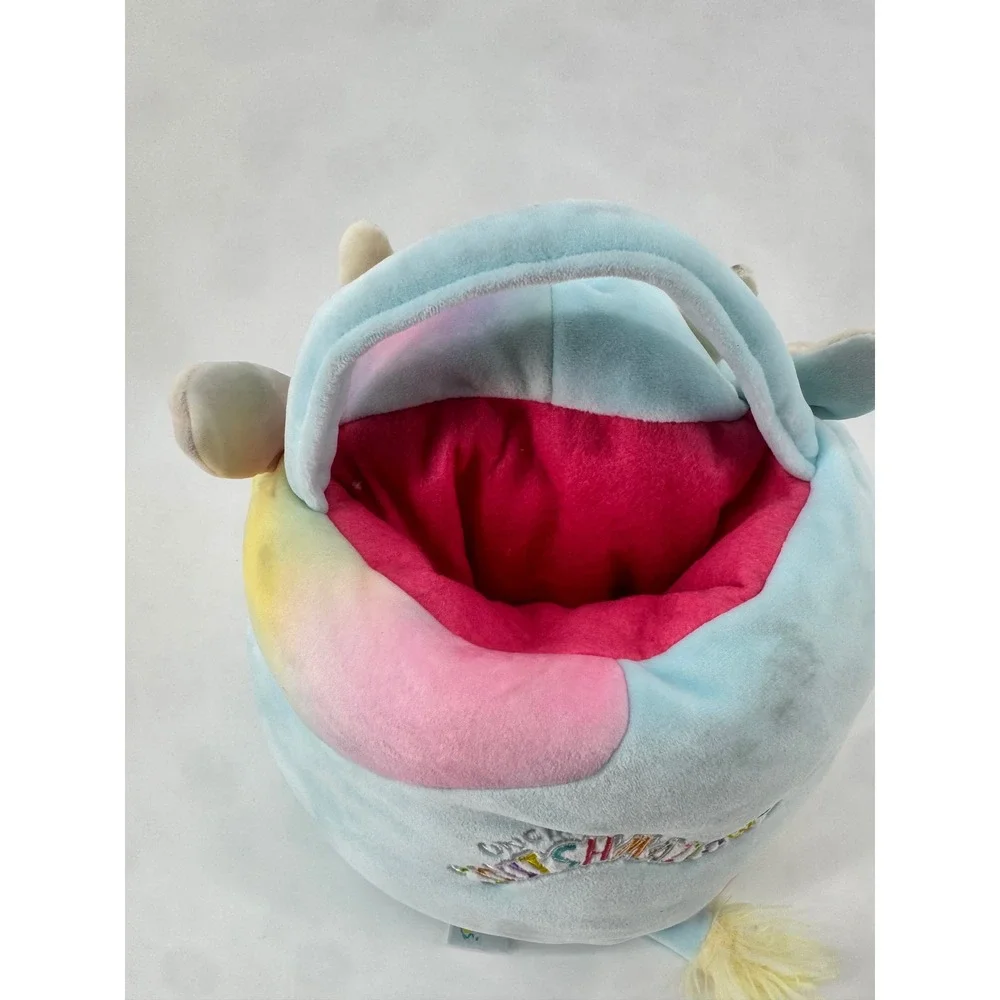 Squishmallows Caedia the Blue Cow Easter Basket Plush Pail Tie Dye Heart Waffle